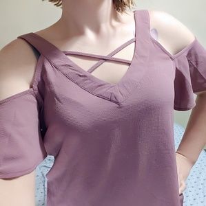NWT Blu Pepper Crossfront Cold Shoulder Blouse
